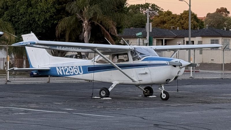 Cessna 172M N1296U on the ramp at sunset
