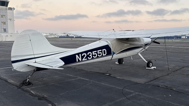 Cessna 170B N2355D on the ramp at dawn