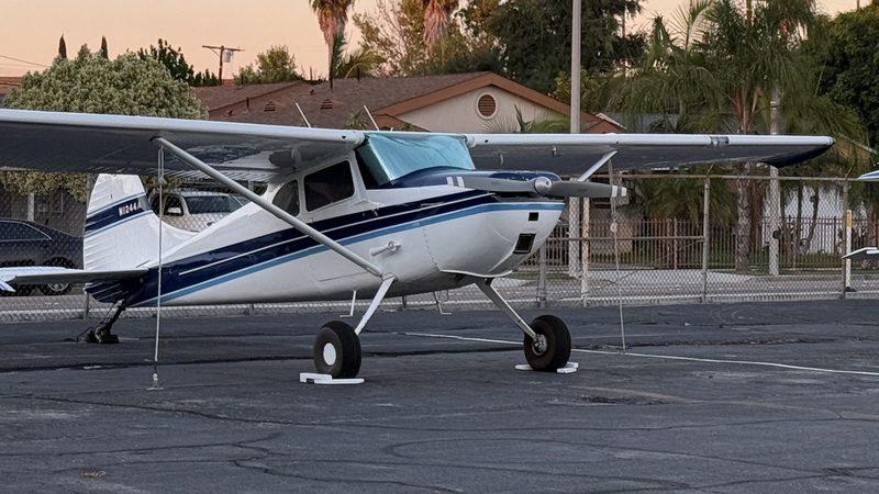Cessna 170B N8244A on the ramp at sunset
